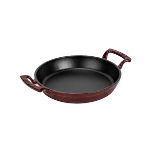 Döküm Yuvarlak Sahan Döküm Demir Yekpare Çift Kulplu Çap(ø)20cm.-bordo