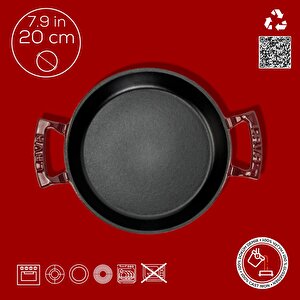 Lava Döküm Yuvarlak Sahan Döküm Demir Yekpare Çift Kulplu Çap(ø)20cm.-bordo