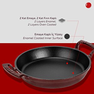 Lava Döküm Yuvarlak Sahan Döküm Demir Yekpare Çift Kulplu Çap(ø)20cm.-bordo