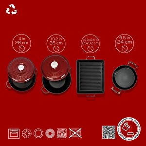 Lava Bordo Döküm 7 Parça Set – Tencere, Sahan Ve Izgara Ile Şef Dokunuş