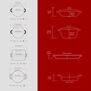 Lava Bordo Döküm 7 Parça Set – Tencere, Sahan Ve Izgara Ile Şef Dokunuş