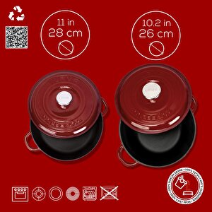 Lava Bordo Döküm Tencere Seti – Şık Tasarım, Uzun Ömürlü Döküm Kalitesi