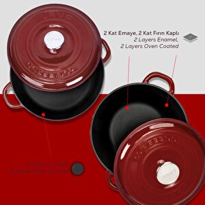 Lava Bordo Döküm Tencere Seti – Şık Tasarım, Uzun Ömürlü Döküm Kalitesi
