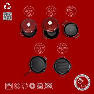 Lava Döküm Bordo 7 Parça Set – Şıklık, Lezzet Ve Gücü Bir Araya Getiren Tasarım