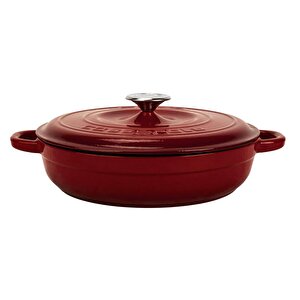 Döküm Yuvarlak Çok Amaçlı Yayvan Tencere New Heritage Serisi Çap(ø)28cm.-bordo