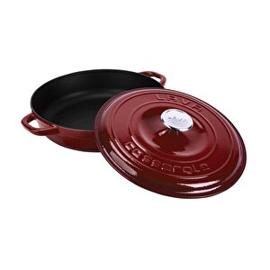 Döküm Yuvarlak Çok Amaçlı Yayvan Tencere New Heritage Serisi Çap(ø)28cm.-bordo