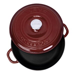 Döküm Yuvarlak Çok Amaçlı Yayvan Tencere New Heritage Serisi Çap(ø)28cm.-bordo