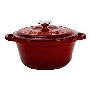 Döküm Yuvarlak Tencere Döküm Demir Kapak New Heritage Serisi Çap(ø)26cm.-bordo