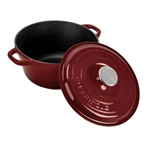 Döküm Yuvarlak Tencere Döküm Demir Kapak New Heritage Serisi Çap(ø)26cm.-bordo