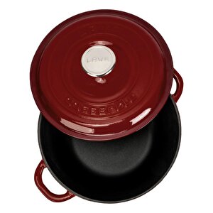 Döküm Yuvarlak Tencere Döküm Demir Kapak New Heritage Serisi Çap(ø)26cm.-bordo