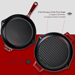 Lava Döküm Bordo Serisi Kızartma & Izgara Seti – Profesyonel Lezzetler Evinde