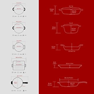 Lava Döküm Bordo Serisi Set – Tencere, Tava, Sahan Ve Izgara Bir Arada