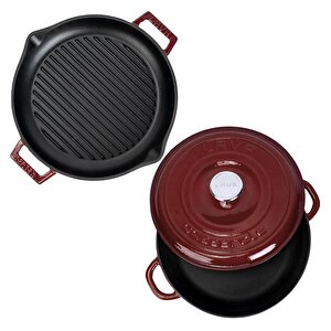 Bordo Serisi Döküm 3 Parça Set – Tencere Ve Izgara Ile Sofralarda Fark Yaratın