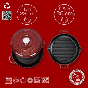 Lava Bordo Serisi Döküm 3 Parça Set – Tencere Ve Izgara Ile Sofralarda Fark Yaratın
