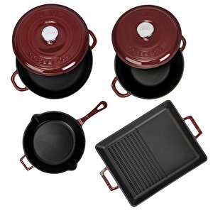 Bordo Döküm Set – Göz Alıcı Renk, Uzun Ömürlü Döküm Kalitesi