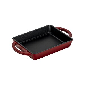 Döküm Dikdörtgen Sahan Döküm Demir Yekpare Çift Kulplu Ölçü 12x15cm.-bordo