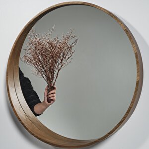 Yuvarlak Ahşap Çerçeveli Dekoratif Ayna - No:259 (70 Cm)
