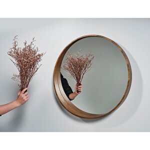 Yuvarlak Ahşap Çerçeveli Dekoratif Ayna - No:259 (70 Cm)