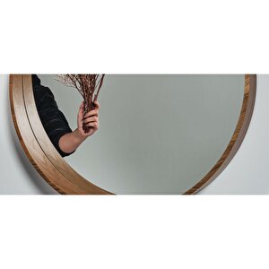 Yuvarlak Ahşap Çerçeveli Dekoratif Ayna - No:259 (70 Cm)