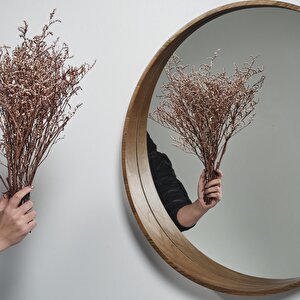 Rehome Yuvarlak Ahşap Çerçeveli Dekoratif Ayna - No:259 (70 Cm)