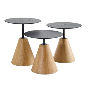 Üçlü Yuvarlak Mantar Zigon Sehpa Seti No:451 | Salon Sehpa Takımı