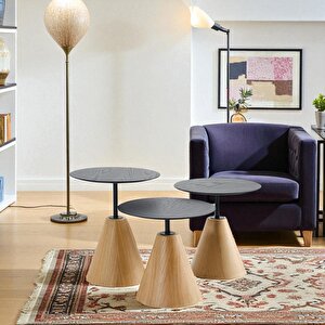 Rehome Üçlü Yuvarlak Mantar Zigon Sehpa Seti No:451 | Salon Sehpa Takımı