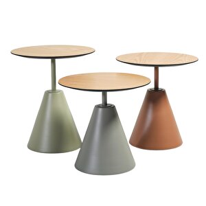 Üçlü Mantar Zigon Sehpa Seti No:553 | Rehome Renkli Yuvarlak Mdf Modern Sehpa Takımı