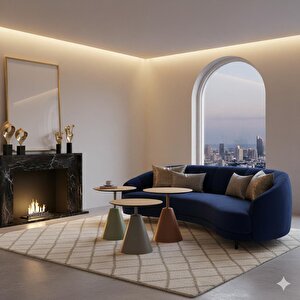 Üçlü Mantar Zigon Sehpa Seti No:553 | Rehome Renkli Yuvarlak Mdf Modern Sehpa Takımı