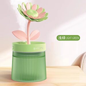 Led Işıklı Papatya Buhurdanlık Difüzörü, Hava Nemlendirici, Yeşil, 15x10 Yeşil