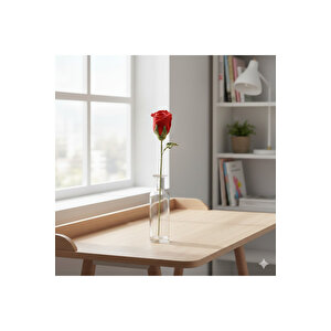 Gül Örgü Çiçek, Tek Dal, Kırmızı, 40 Cm Kırmızı