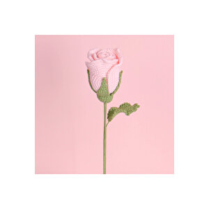 Gül Örgü Çiçek, Tek Dal, Pembe, 40 Cm Pembe