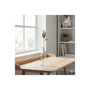 Gül Örgü Çiçek, Tek Dal, Beyaz, 40 Cm Beyaz