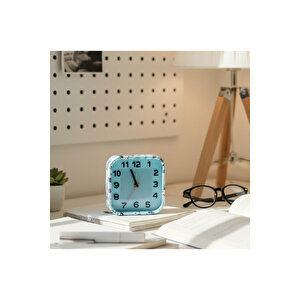 Desenli Kare Masa Saati, Mavi, 15x15 Mavi