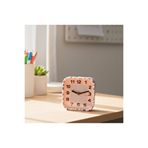 Desenli Kare Masa Saati, Beyaz, 15x15 Beyaz