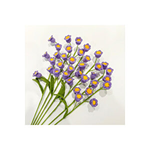 Gelincik Örgü Çiçek, Tek Dal, Mor, 40 Cm Mor