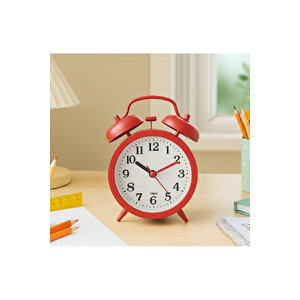 Alarmlı Mini Masa Saati, Kırmızı, 12x8 Kırmızı