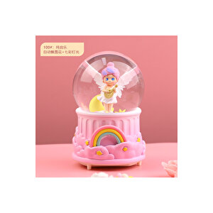 Gökkuşağı Büyük Boy Kar Küresi Işıklı, Müzikli, Püskürtmeli, Pembe, 16x12 Pembe