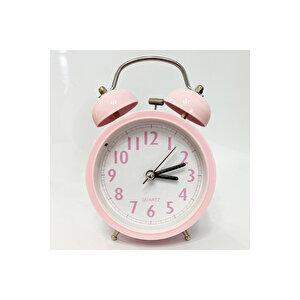 Yuvarlak Masa Saati, Alarmlı Ve Işıklı, Pembe, 14x10 Pembe