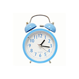 Yuvarlak Masa Saati, Alarmlı Ve Işıklı, Mavi, 14x10 Mavi