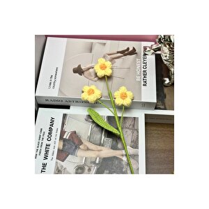 Papatya Örgü Çiçek, Tek Dal, Sarı, 40 Cm Sarı