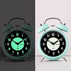 Fosforlu Metal Masa Saati, Alarmlı Ve Işıklı, Yeşil, 17x12 Yeşil