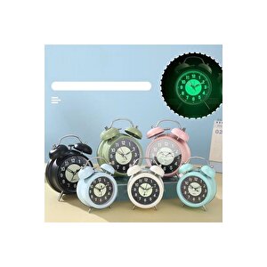 Fosforlu Metal Masa Saati, Alarmlı Ve Işıklı, Mavi, 17x12 Mavi