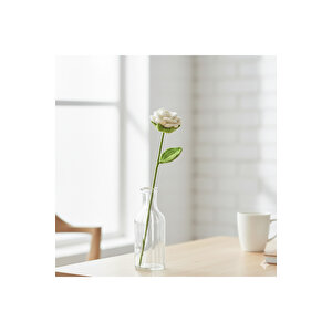 Gül Örgü Çiçek, Tek Dal, Beyaz, 40 Cm Beyaz