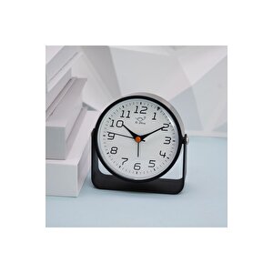 Döner Standlı Metal Masa Saati, Alarmlı Ve Işıklı, Siyah, 13x10 Siyah