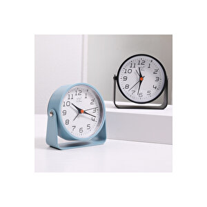 Döner Standlı Metal Masa Saati, Alarmlı Ve Işıklı, Siyah, 13x10 Siyah