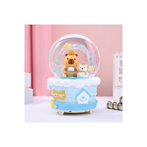 Capybara Büyük Boy Kar Küresi Işıklı, Müzikli, Püskürtmeli, Mavi, 16x12 Mavi