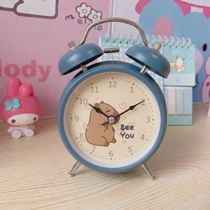 Capybara Işıklı Alarmlı Çalar Saat- Dekoratif Metal Masa Saati 4253 Gri