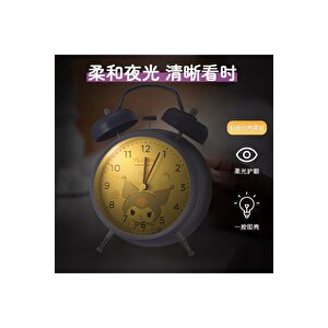 Yuvarlak Kuromi Metal Masa Saati, Alarmlı Ve Işıklı, Mor, 14x10 Mor