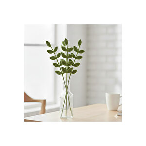 Çiçek Dalı Örgü 8 Yapraklı, Yeşil, 42 Cm