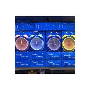 Metal Masa Saati, Alarmlı Ve Işıklı, Sarı, 15x11 Sarı